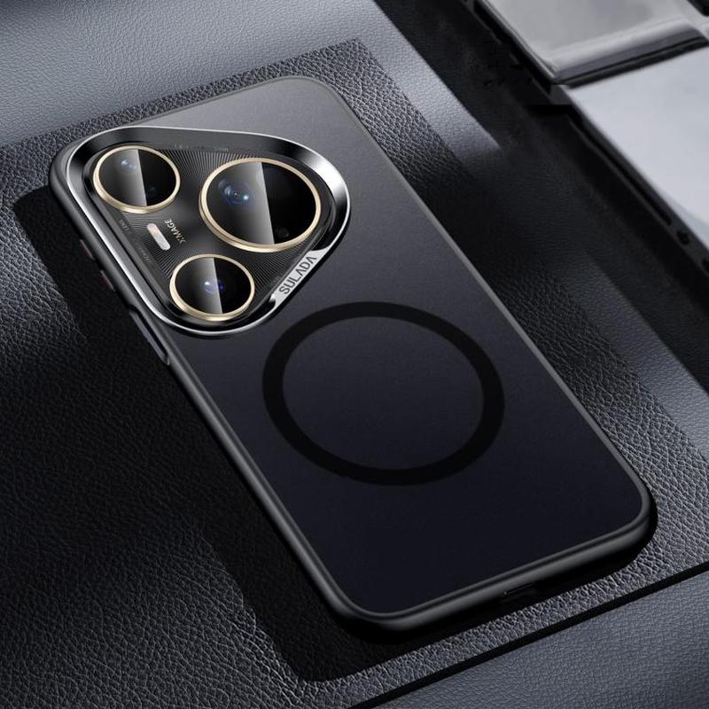 For Huawei Pura 80 Ultra 5G SULADA Light Sand MagSafe Magnetic PC Hybrid TPU Phone Case(Black)