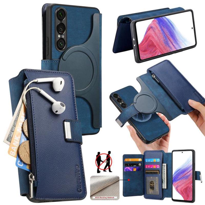 For Sony Xperia 1 VII CaseNeo MagSafe RFID Anti-theft Zipper Wallet Retro Leather Phone Case(Blue)