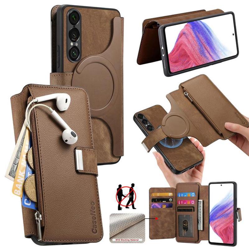 For Sony Xperia 1 VII CaseNeo MagSafe RFID Anti-theft Zipper Wallet Retro Leather Phone Case(Brown)