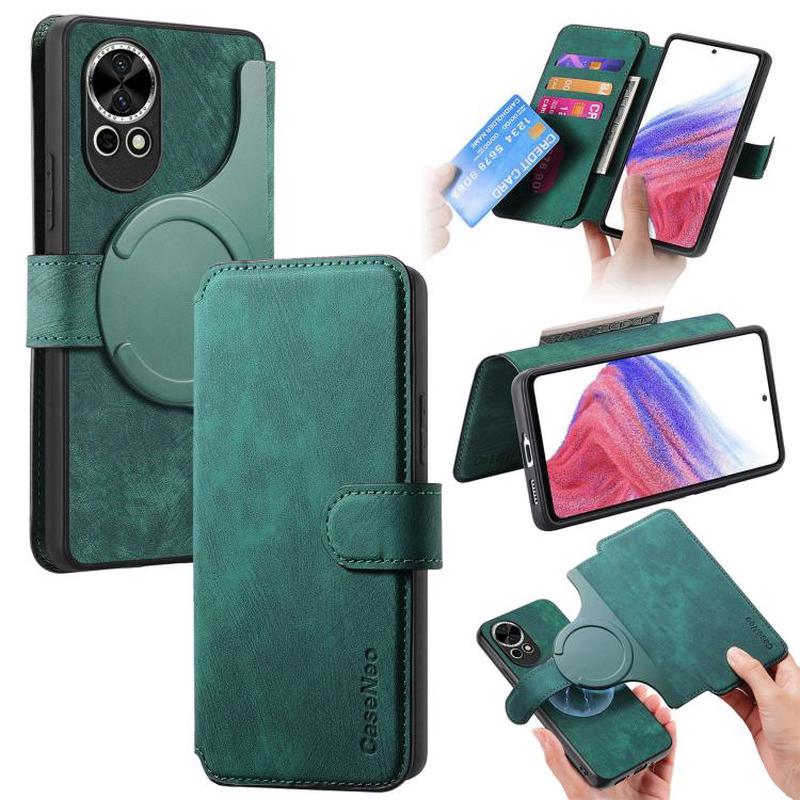 For Huawei nova 12 / 13 CaseNeo MagSafe RFID Anti-theft Retro Leather Phone Case(Green)