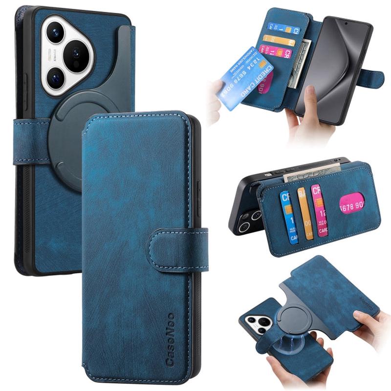 For Huawei Pura 70 CaseNeo MagSafe RFID Anti-theft Retro Leather Phone Case(Blue)