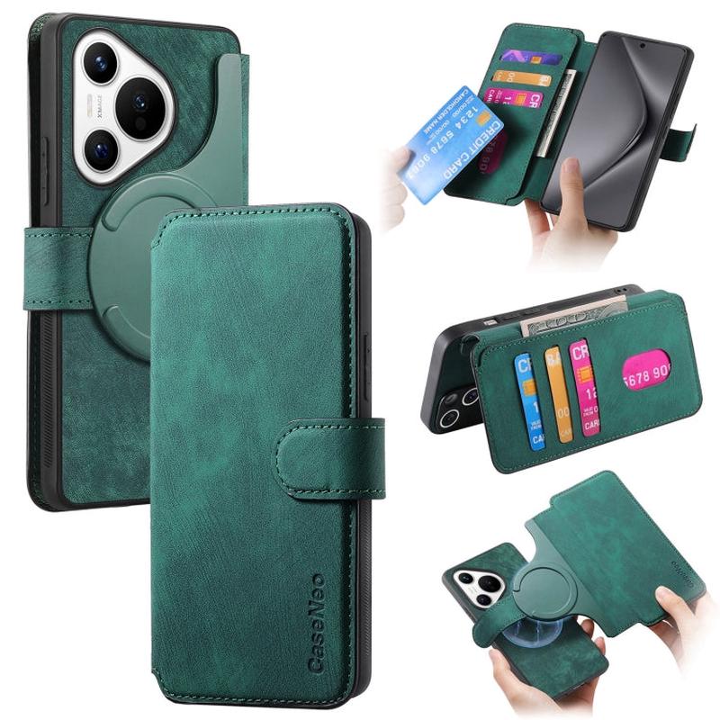 For Huawei Pura 70 CaseNeo MagSafe RFID Anti-theft Retro Leather Phone Case(Green)