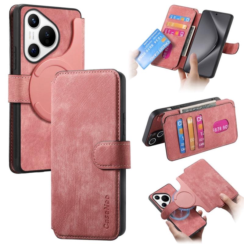 For Huawei Pura 70 CaseNeo MagSafe RFID Anti-theft Retro Leather Phone Case(Pink)