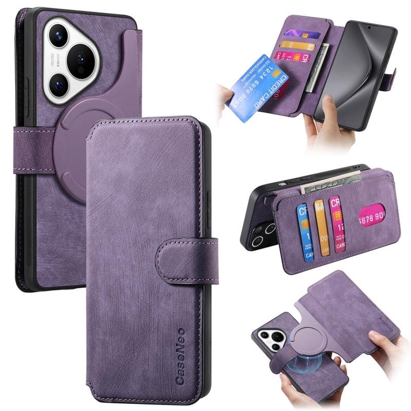 For Huawei Pura 70 CaseNeo MagSafe RFID Anti-theft Retro Leather Phone Case(Purple)