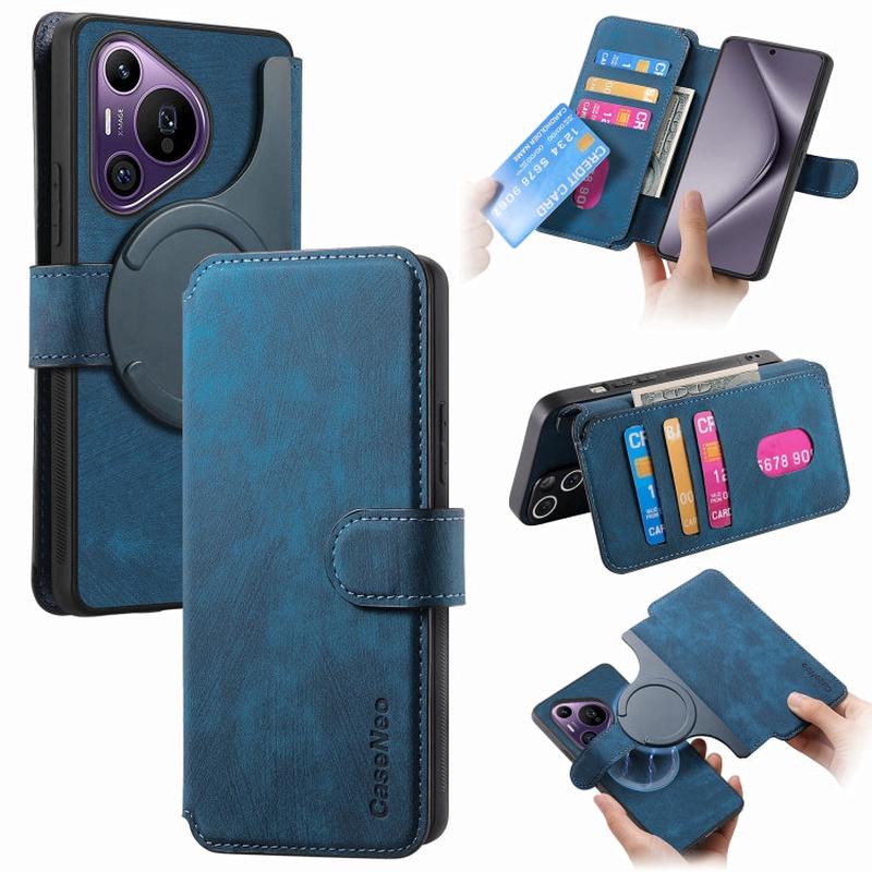 For Huawei Pura 70 Pro CaseNeo MagSafe RFID Anti-theft Retro Leather Phone Case(Blue)