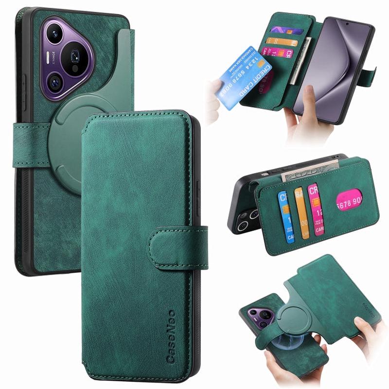 For Huawei Pura 70 Pro CaseNeo MagSafe RFID Anti-theft Retro Leather Phone Case(Green)