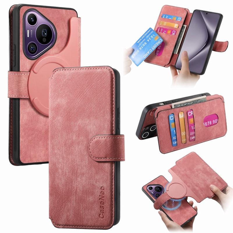 For Huawei Pura 70 Pro CaseNeo MagSafe RFID Anti-theft Retro Leather Phone Case(Pink)
