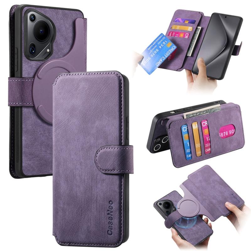 For Huawei Pura 70 Ultra CaseNeo MagSafe RFID Anti-theft Retro Leather Phone Case(Purple)