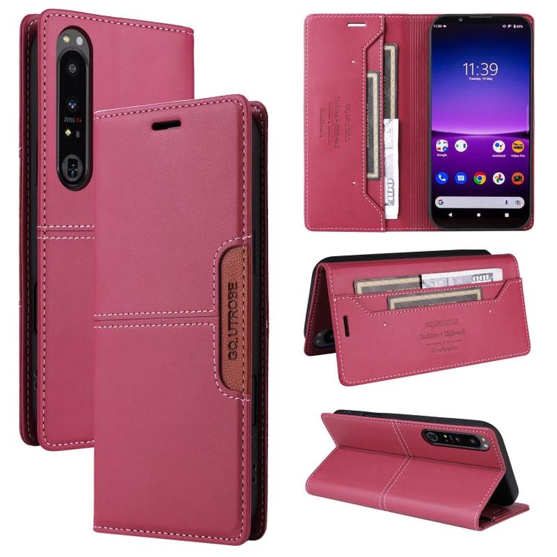 For Sony Xperia 1 IV GQUTROBE G01 RFID Anti-theft Leather Phone Case(Red)