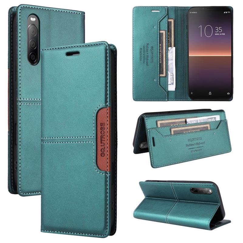 For Sony Xperia 10 II GQUTROBE G01 RFID Anti-theft Leather Phone Case(Green)