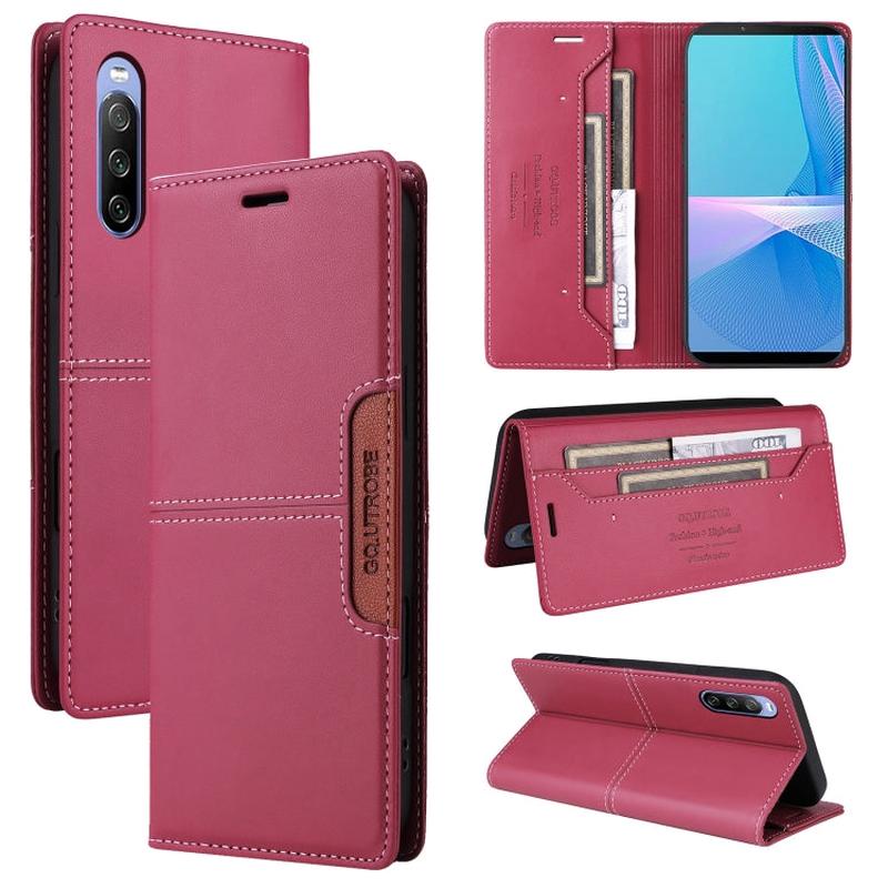 For Sony Xperia 10 III GQUTROBE G01 RFID Anti-theft Leather Phone Case(Red)