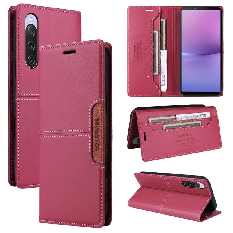 For Sony Xperia 10 V GQUTROBE G01 RFID Anti-theft Leather Phone Case(Red)