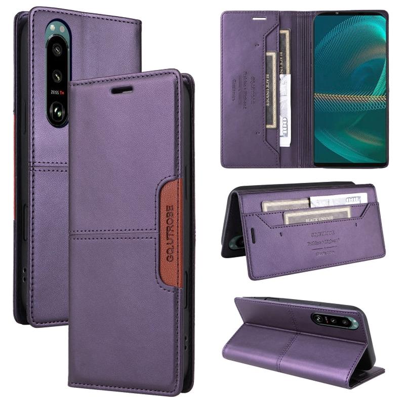 For Sony Xperia 5 III GQUTROBE G01 RFID Anti-theft Leather Phone Case(Purple)