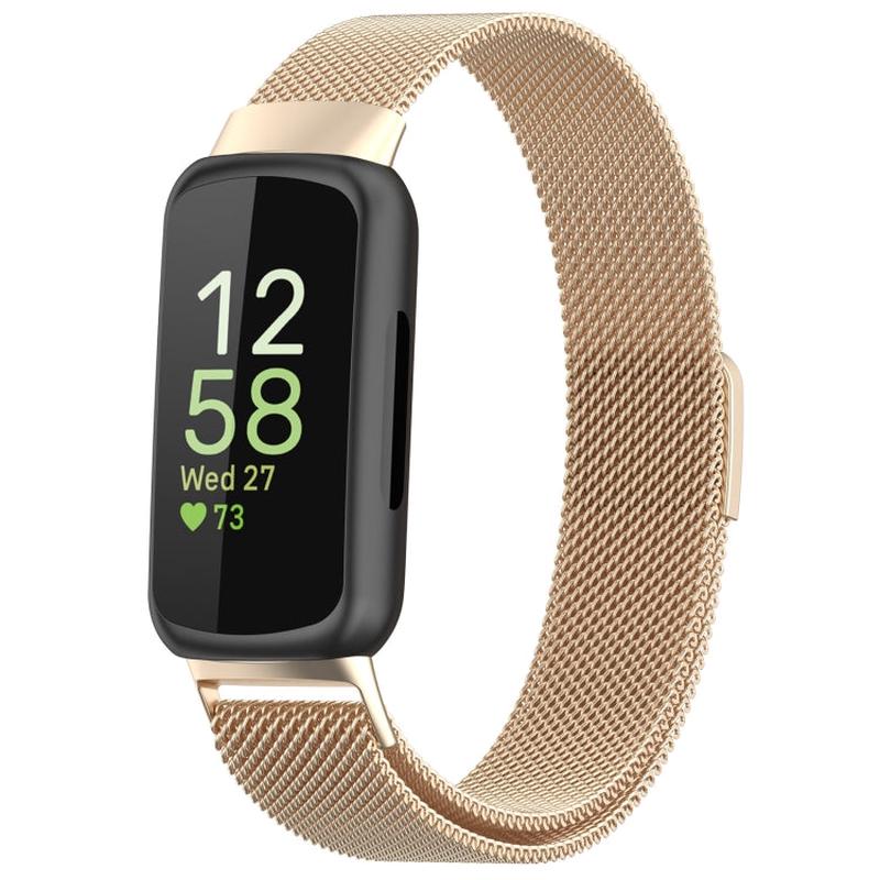 For Fitbit Inspire 3 Milanese Metal Watch Band(Champagne Color)