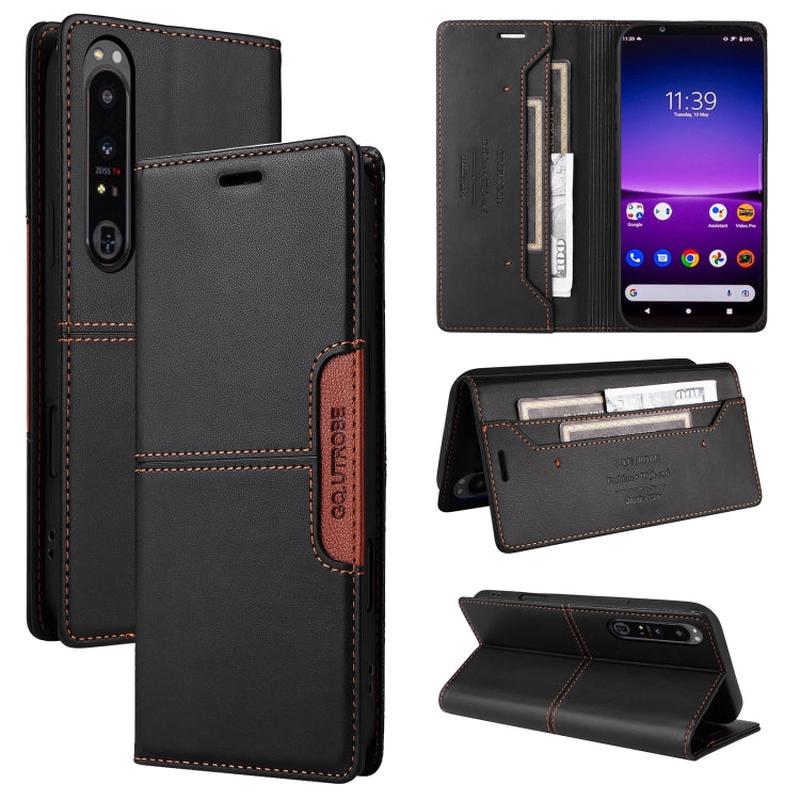 For Sony Xperia 1 IV GQUTROBE G01 RFID Anti-theft Leather Phone Case(Black)