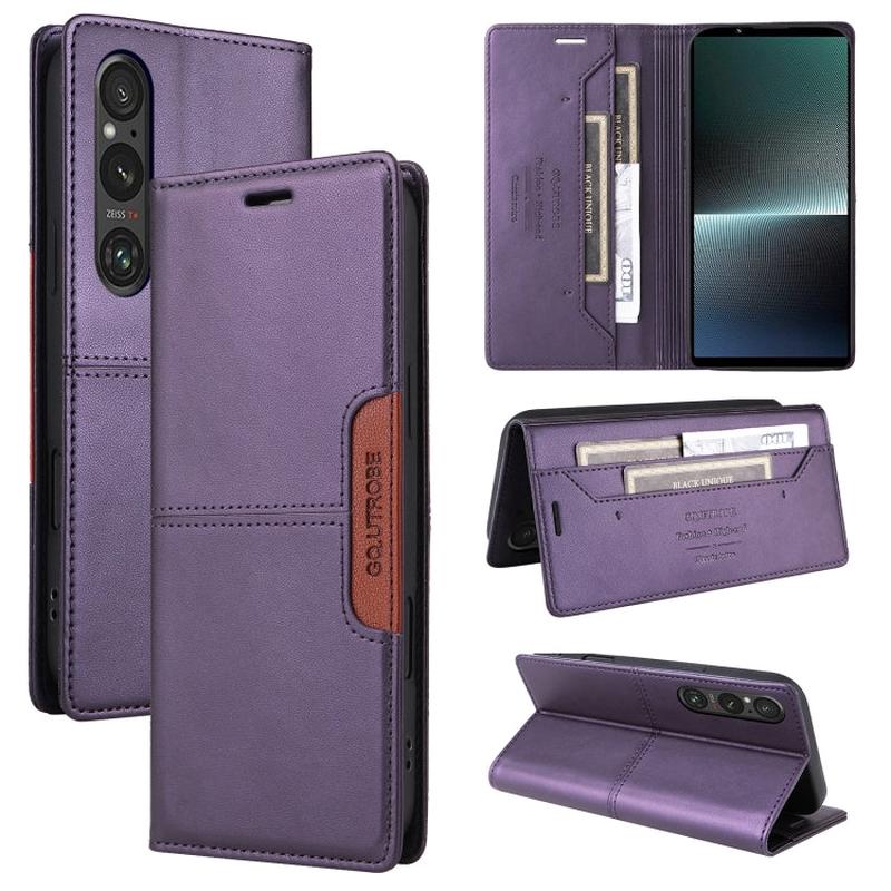 For Sony Xperia 1 V GQUTROBE G01 RFID Anti-theft Leather Phone Case(Purple)