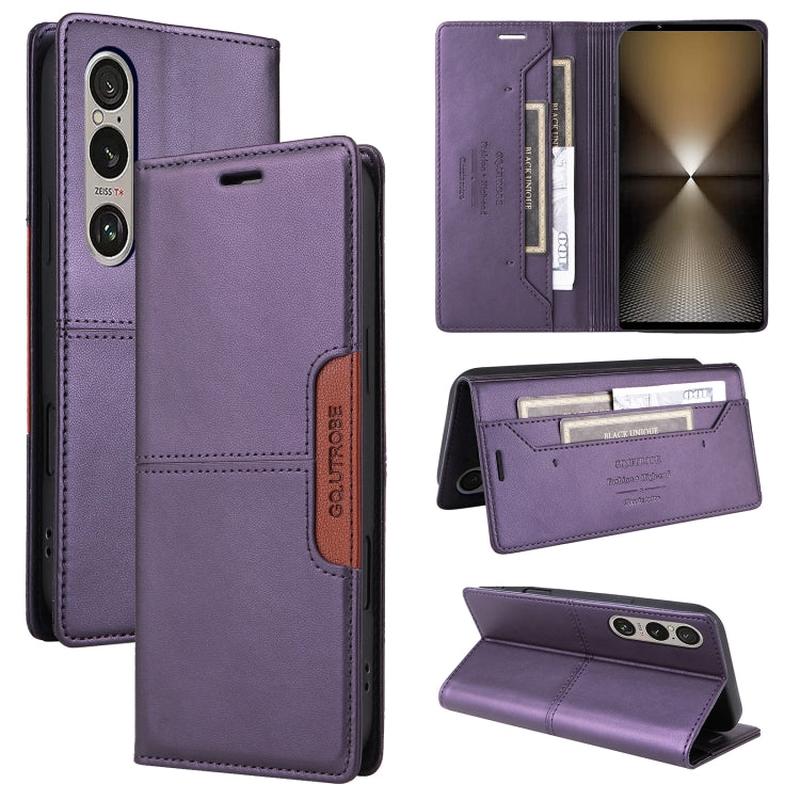 For Sony Xperia 1 VI GQUTROBE G01 RFID Anti-theft Leather Phone Case(Purple)