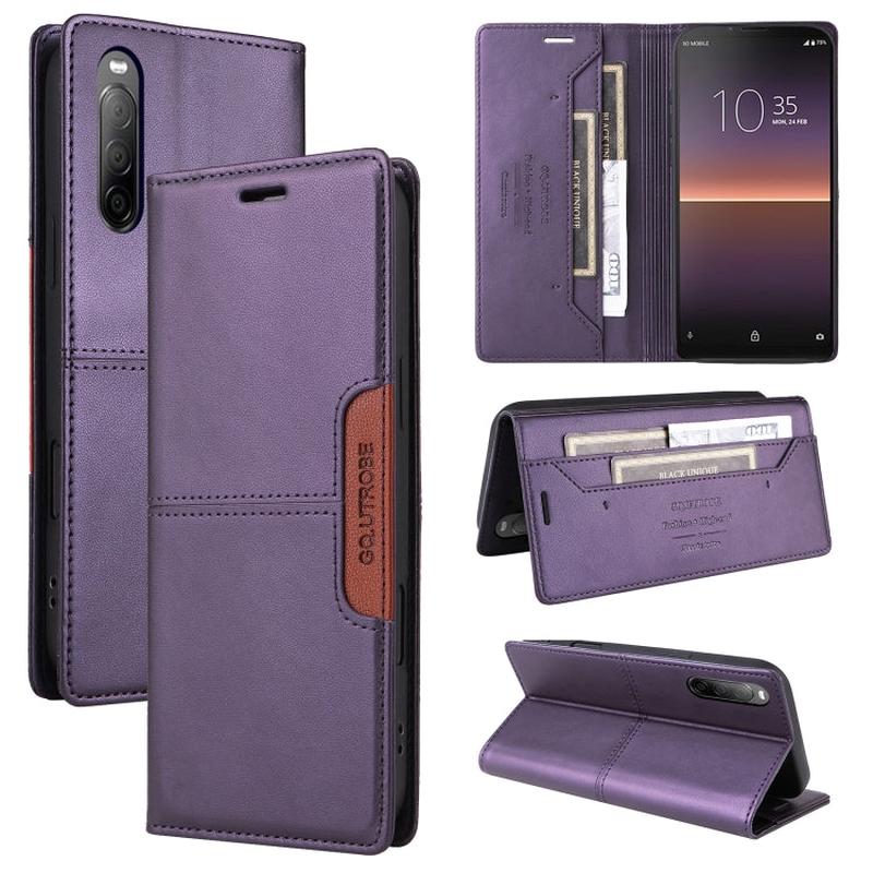 For Sony Xperia 10 II GQUTROBE G01 RFID Anti-theft Leather Phone Case(Purple)