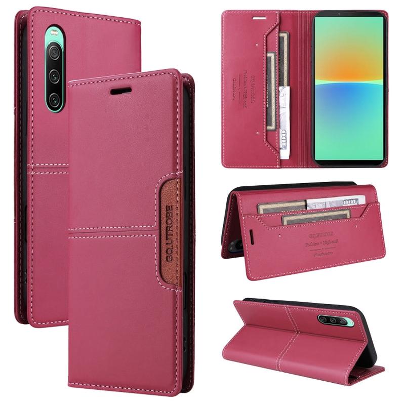 For Sony Xperia 10 IV GQUTROBE G01 RFID Anti-theft Leather Phone Case(Red)