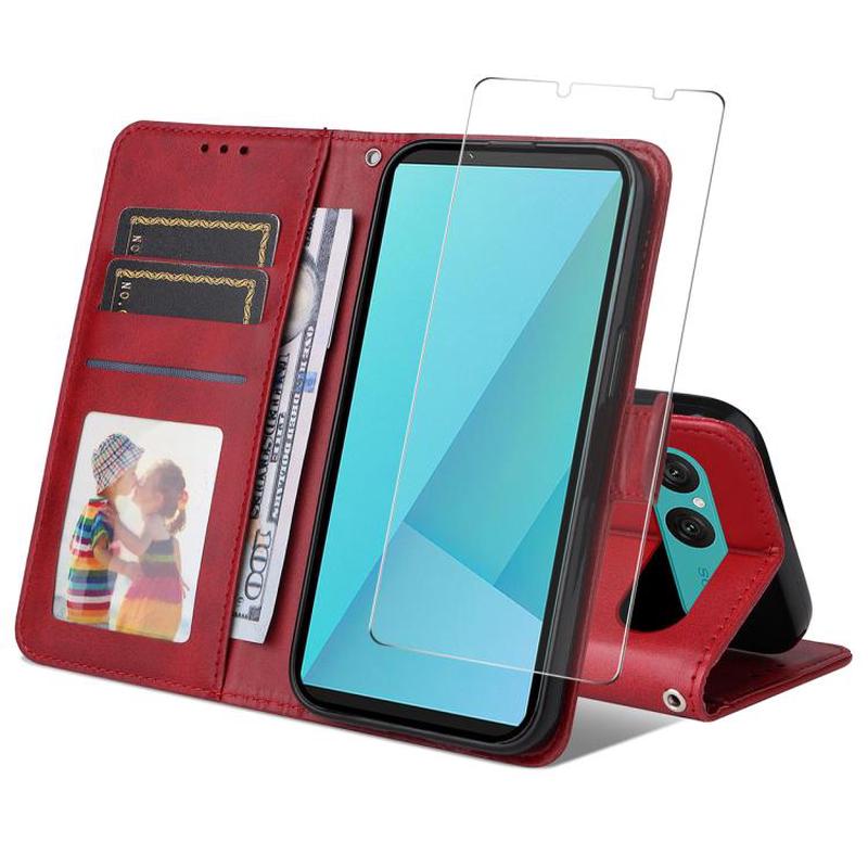 For Sony Xperia 10 VII ENKAY Card Wallet Calf Texture Leather Phone Case with Screen Film(Red)