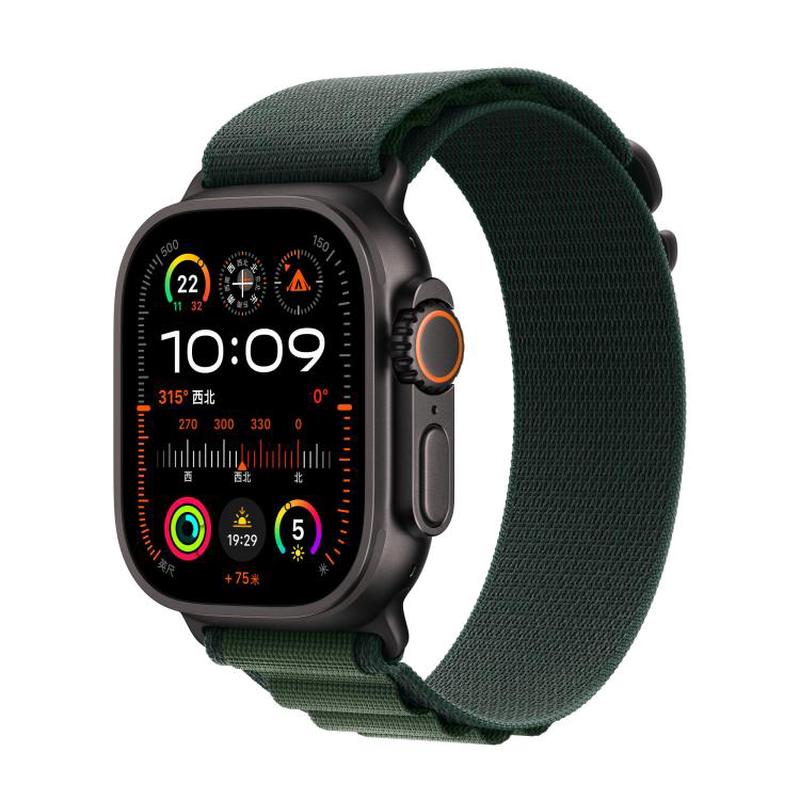 For Apple Watch 46mm / 49mm / 45mm / 44mm Alpine Loop Nylon Watch Band(Dark Green Black Buckle)