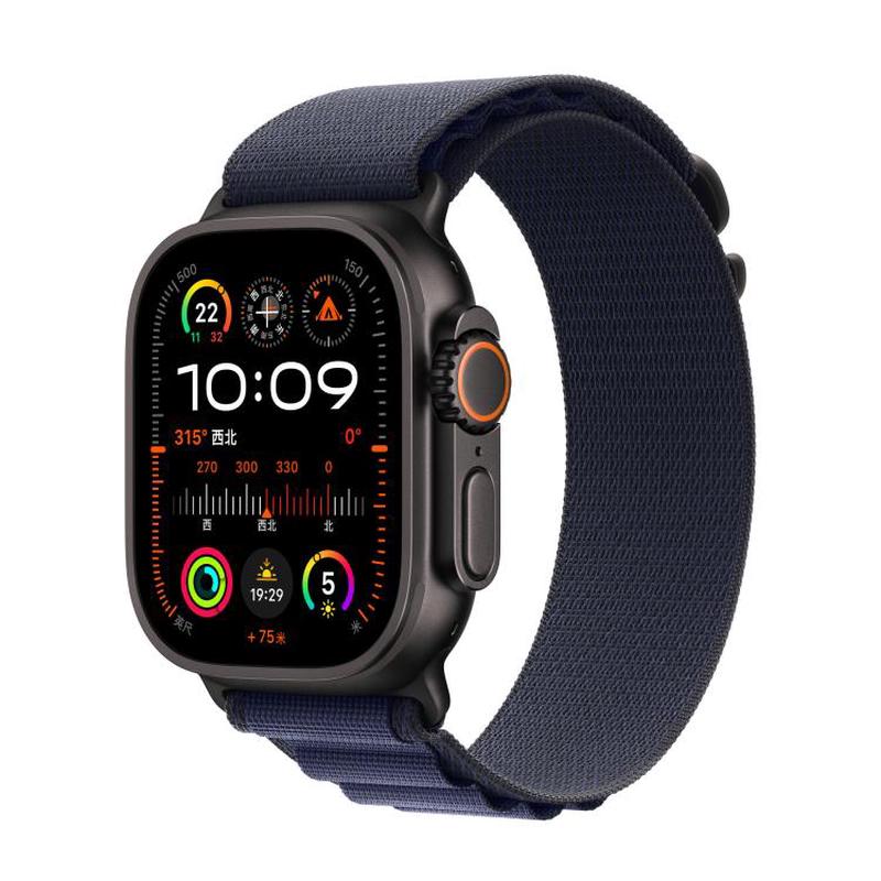 For Apple Watch 46mm / 49mm / 45mm / 44mm Alpine Loop Nylon Watch Band(Navy Black Buckle)