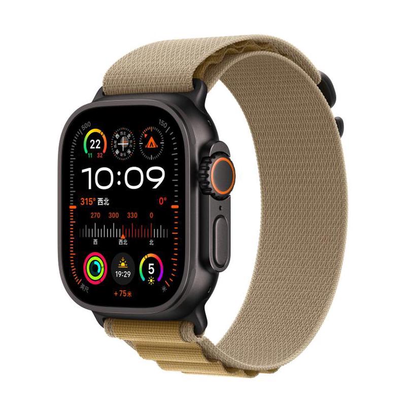 For Apple Watch 46mm / 49mm / 45mm / 44mm Alpine Loop Nylon Watch Band(Tan Black Buckle)