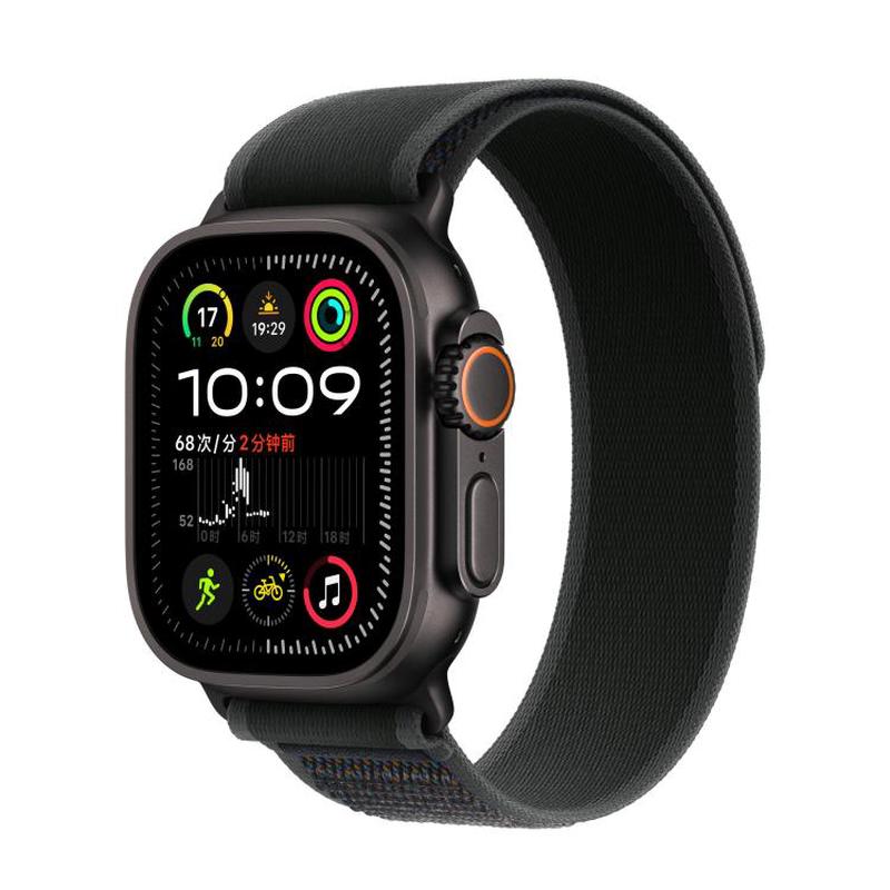 For Apple Watch 46mm / 49mm / 45mm / 44mm Trail Loop Nylon Watch Band(Black + Black Titanium Finish)