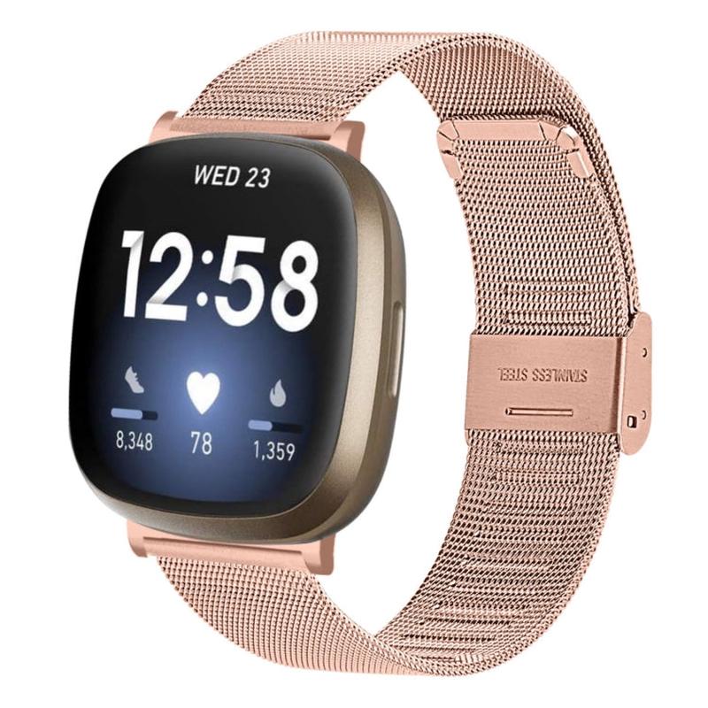 For Fitbit Versa 4 / Sense 2 Milan Buckle Metal Watch Band(Rose Gold)