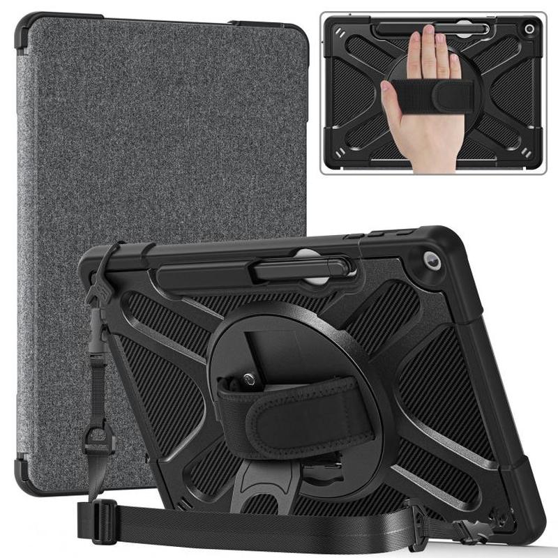 For MicroSoft Surface Pro 12 2025 Rotatable Kickstand Grip Shockproof Tablet Case(Black)