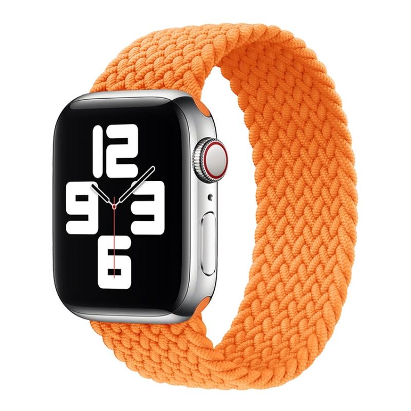 Nylon Single-turn Braided Watch Band For Apple Watch Series 9&8&7 41mm / SE 3&SE 2&6&SE&5&4 40mm / 3&2&1 38mm, Length:145mm(Orange)