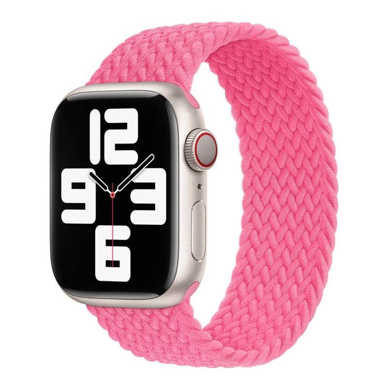 Nylon Single-turn Braided Watch Band For Apple Watch Series 9&8&7 41mm / SE 3&SE 2&6&SE&5&4 40mm / 3&2&1 38mm, Length:145mm(Orange Pink)