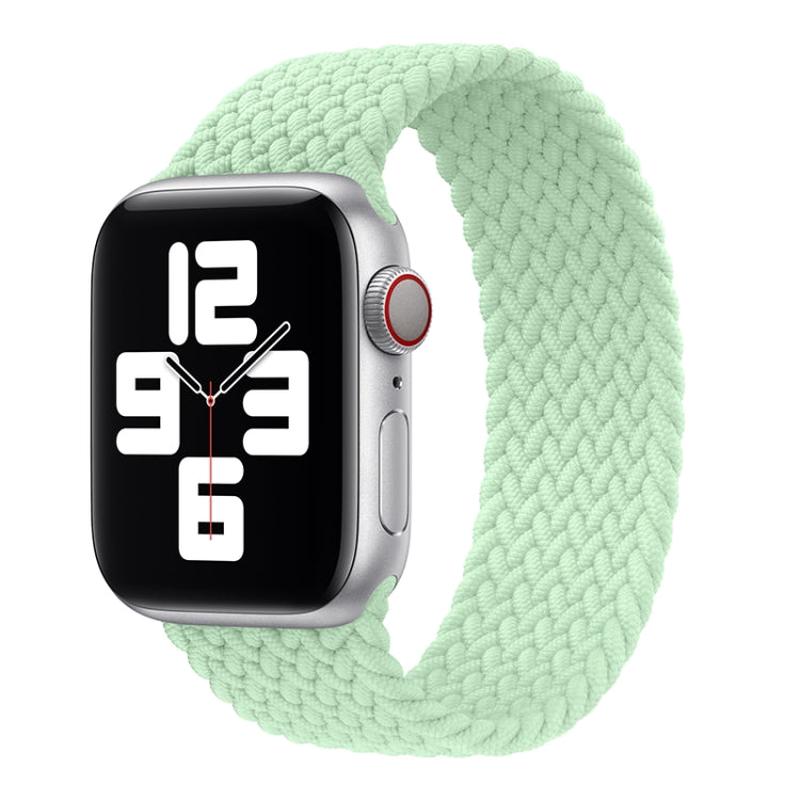 Nylon Single-turn Braided Watch Band For Apple Watch Series 9&8&7 41mm / SE 3&SE 2&6&SE&5&4 40mm / 3&2&1 38mm, Length:145mm(Pistachio)