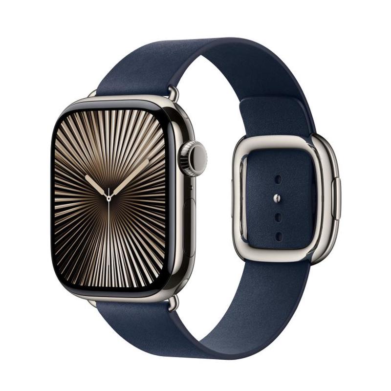 For Apple Watch 42mm / 41mm / 40mm / 38mm Modern Style Leather Watch Band(Dark Blue)