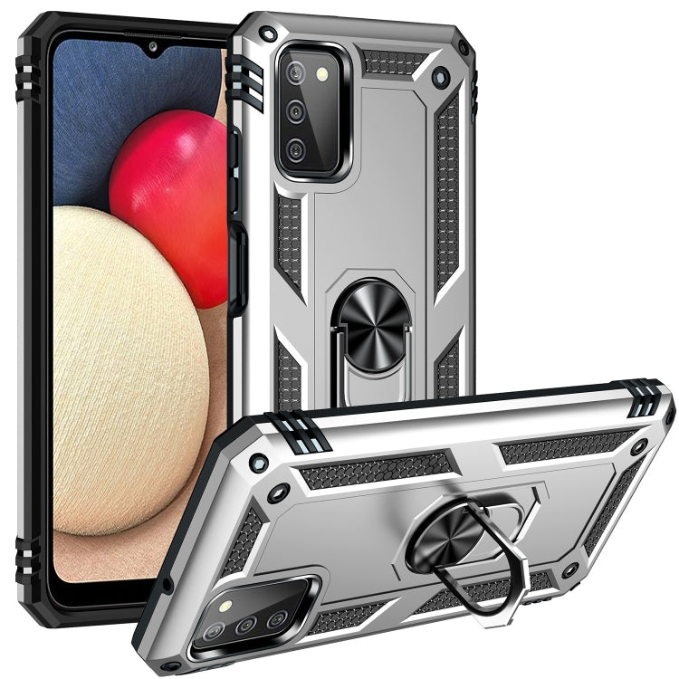 For Samsung Galaxy A03s US Version Shockproof TPU + PC Phone Case with Holder(Silver)