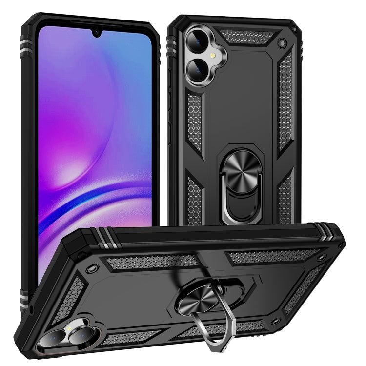 For Samsung Galaxy A05 Shockproof TPU + PC Phone Case with Holder(Black)