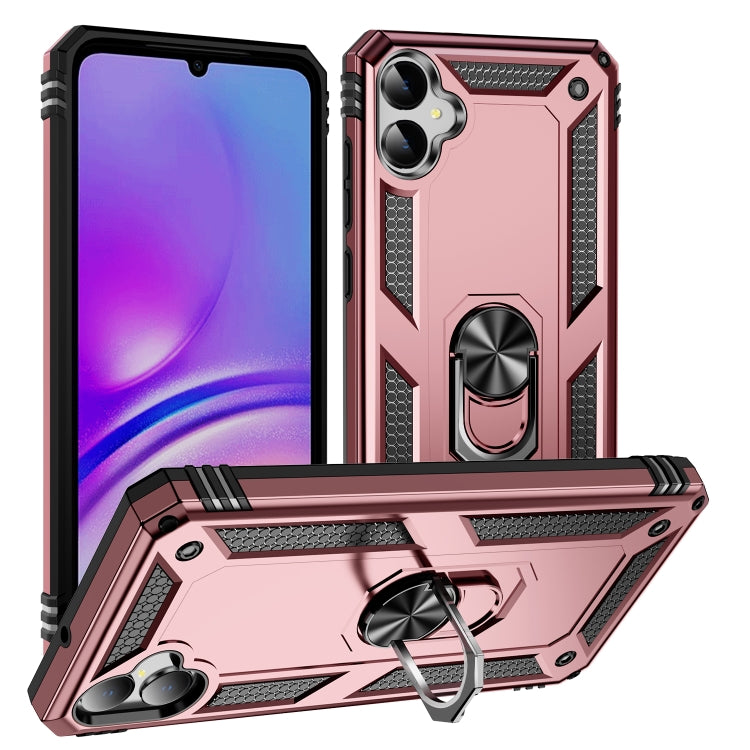 For Samsung Galaxy A05 Shockproof TPU + PC Phone Case with Holder(Rose Gold)