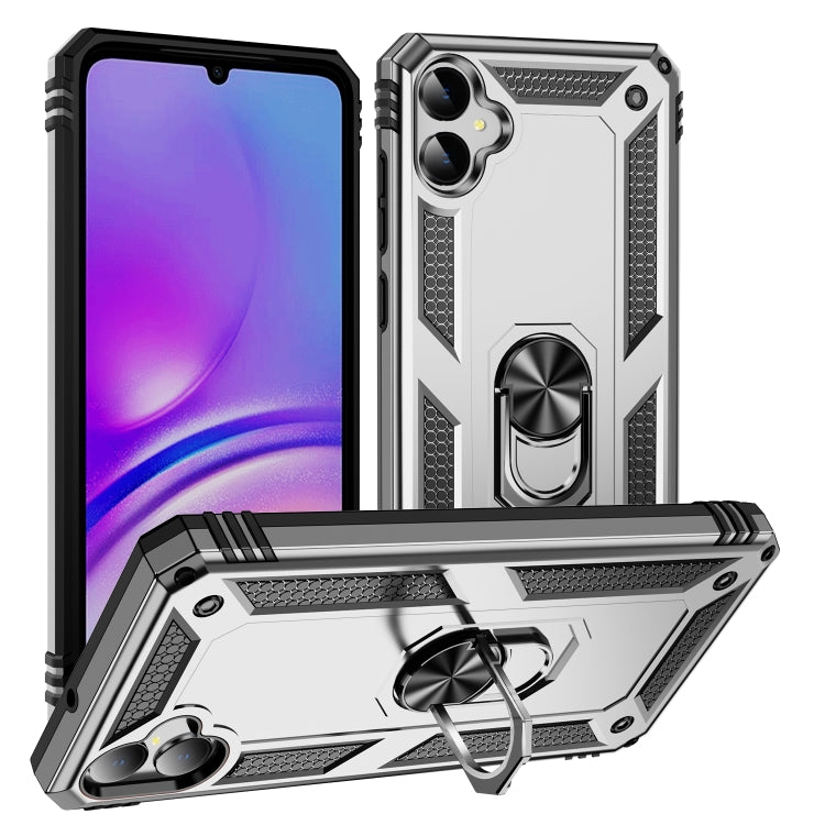 For Samsung Galaxy A05 Shockproof TPU + PC Phone Case with Holder(Silver)