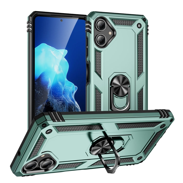 For Samsung Galaxy A06 4G Shockproof TPU + PC Phone Case with Holder(Dark Green)