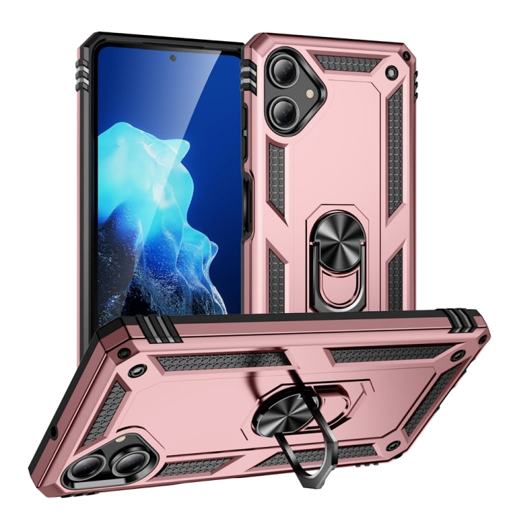 For Samsung Galaxy A06 4G Shockproof TPU + PC Phone Case with Holder(Rose Gold)