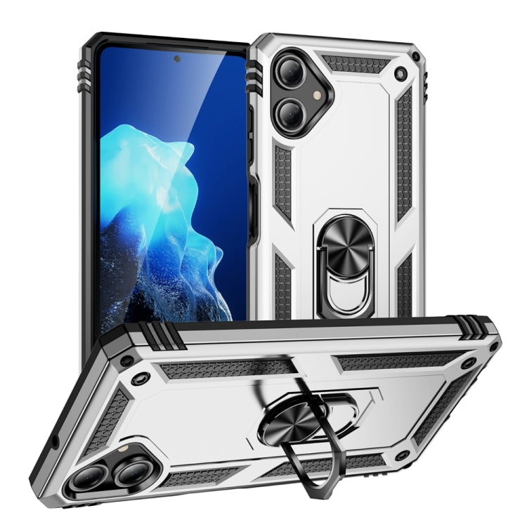 For Samsung Galaxy A06 4G Shockproof TPU + PC Phone Case with Holder(Silver)