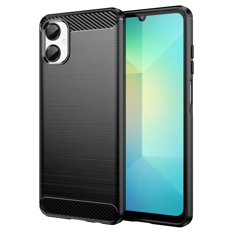 For Samsung Galaxy A06 5G Carbon Fiber Brushed Texture TPU Phone Case(Black)