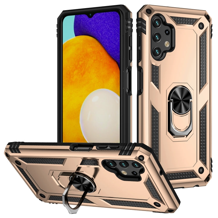For Samsung Galaxy A13 4G Shockproof TPU + PC Phone Case with Holder(Gold)