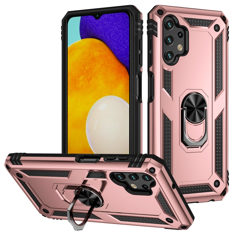 For Samsung Galaxy A13 4G Shockproof TPU + PC Phone Case with Holder(Rose Gold)