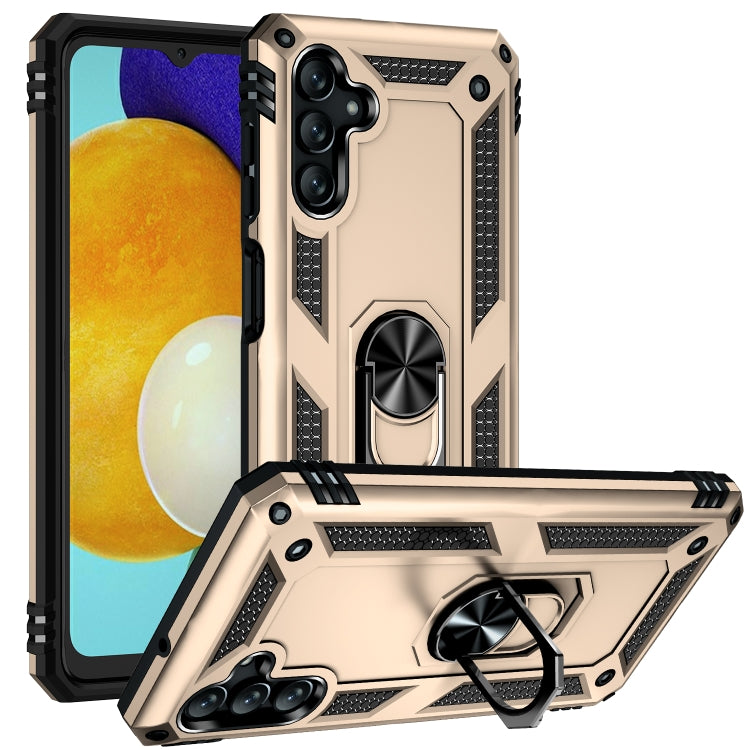 For Samsung Galaxy A13 5G Shockproof TPU + PC Protective Case with 360 Degree Rotating Holder(Gold)