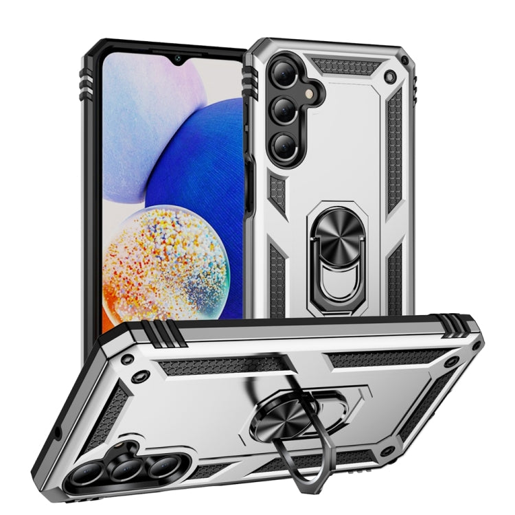 For Samsung Galaxy A16 5G Shockproof TPU + PC Phone Case with Holder(Silver)