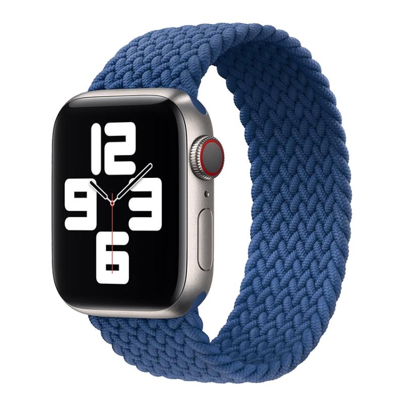Nylon Single-turn Braided Watch Band For Apple Watch Series 9&8&7 41mm / SE 3&SE 2&6&SE&5&4 40mm / 3&2&1 38mm, Length:145mm(Sea Blue)