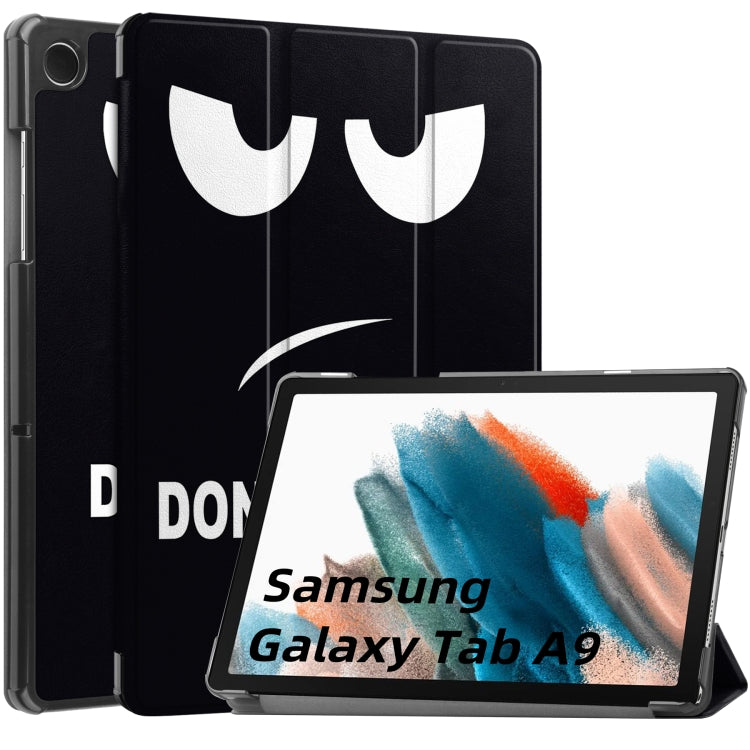 For Samsung Galaxy Tab A9 / Tab A11 Custer Painted 3-Fold Holder Smart Leather Tablet Case(Big Eye)