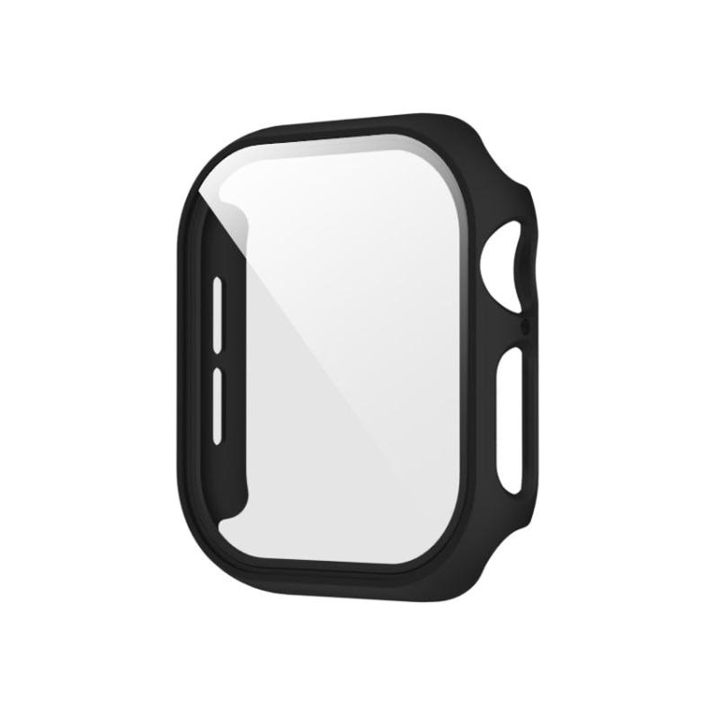 For Apple Watch Series 11 / 10 42mm Spray Glazing PC Integrated Tempered Film Watch Case(Black)
