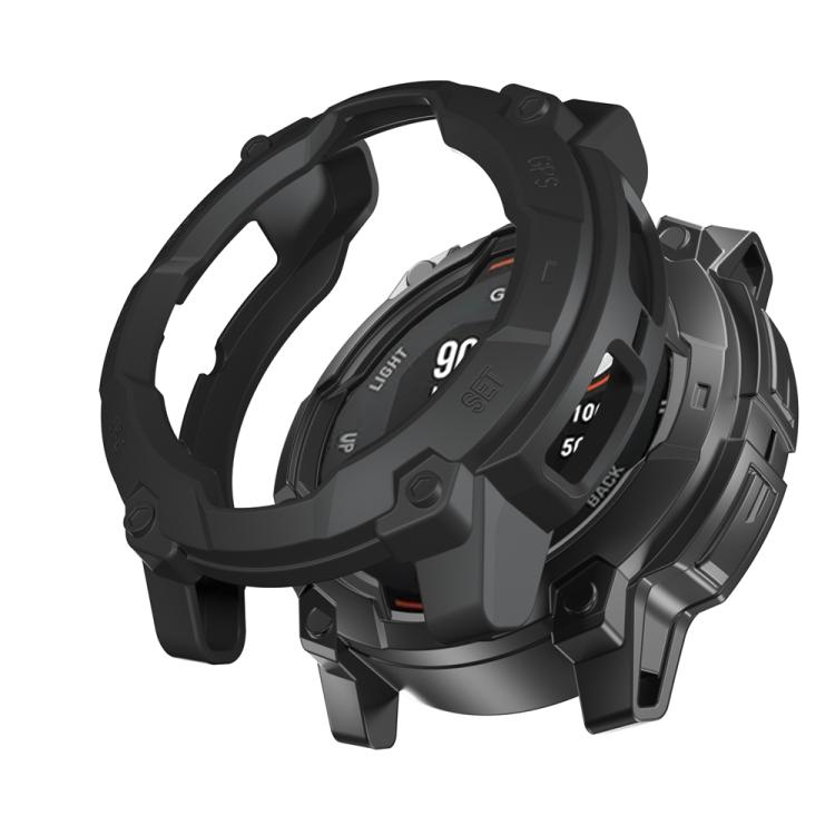 For Garmin Instinct 3 Solar 50mm Half Coverage Hollow TPU Armor Watch Protective Case(Black)